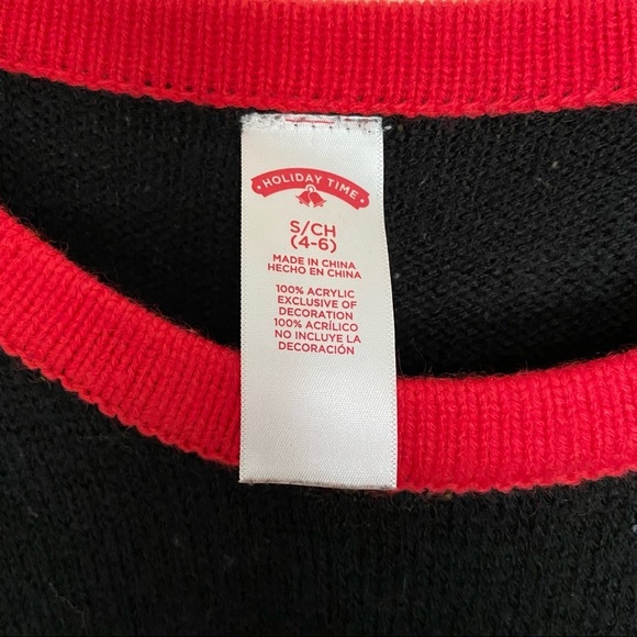 Holiday Time Black Christmas Sweater Christmas Tree Design Size S/CH (4-6) - Picture 5 of 6